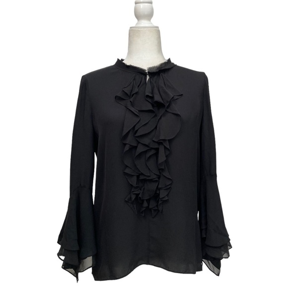 Kobi Halperin Shia Bell-Sleeve Silk Chiffon Blouse Black - Picture 5 of 10
